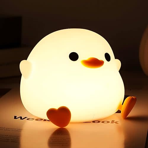 Dodo Duck Night Light, Cute Duck Lamp, Rechargeable Dimmable Nightlight, Silicone LED Bedside Lamp Nursery Nightlight with 20 Minutes Timer and Touch-Sensitive for Bedrooms, Living Room