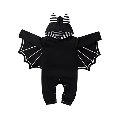 Newborn Baby Boy Girl Halloween Cosplay Bat Outfit Hooded Romper Jumpsuit My First Halloween Infant Boy Hooded Playsuit