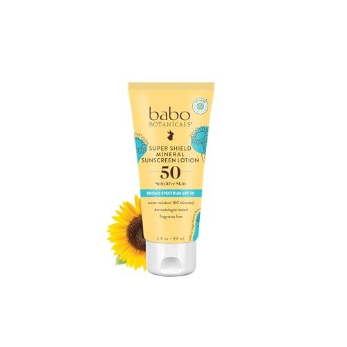 Babo Botanicals Sheer Mineral Sunscreen Lotion SPF 50 - Natural Zinc Oxide - Extra Sensitive Skin - Lightweight - Water Resistant - Fragrance-Free - EWG Verified- Sheer application