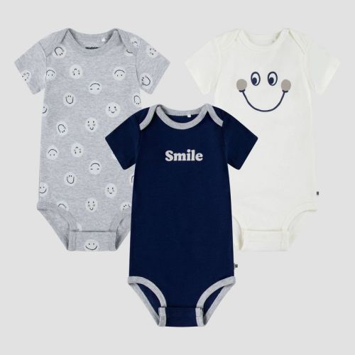 Huggies Baby 3pk Organic Bodysuit - Navy Blue/gray Newborn
