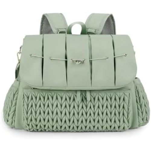 Convertible Diaper Bag Backpack Waterproof Nappy Changing Bag Travel Mummy Bag with Changing Pad & Shoulder Strap(Green)