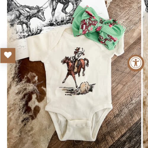 Cody Horse S/S Onesie (Infant/Toddler/Youth) (Cream)