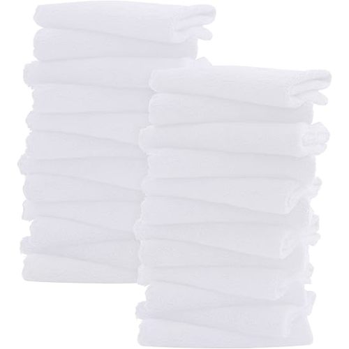 Sunny zzzZZ Ultra Soft 24 Pack Baby Washcloths - 10x10 Inches - Coral Fleece Extra Absorbent Wash Clothes for Babies, Infants and Toddlers - Sensitive Skin and Newborn - Ideal Baby - White