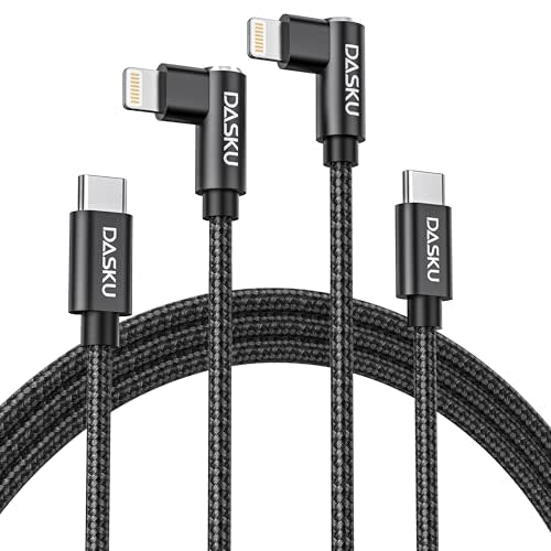Apple USB C to Lightning Cable 2Pack - 6FT Right Angle 90 Degree iPhone Charging Cable - Long Nylon Braided - Compatible with iPhone 14/13/Pro/12/Max/11/XS/XR/8/Plus