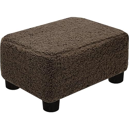 CAROLMADE Small Foot Stool Ottoman Footstool with Legs Under Desk Footrest for Living Room Bedroom and Office, Soft Brown