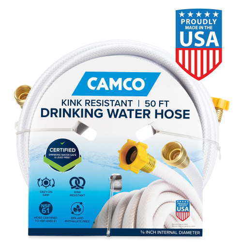 Free Shipping! Camco 50-Foot RV Drinking Water Hose - White PVC Lead-Free & Kink-Resistant