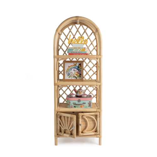 ECLIPSE Rattan Kids Arched Shelf with Cabinet