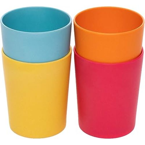 WeeSprout Bamboo Toddler Cups - 4 pc Set (10 fl oz), Organic & Non-Plastic Cup Pack for Toddlers, Big Kids or Baby, Natural