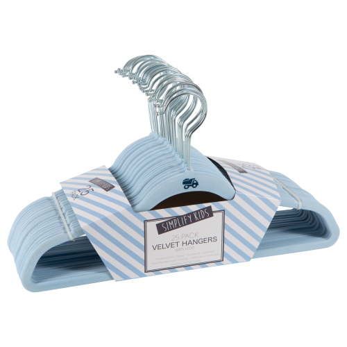 Simplify Kids 25 Pack Velvet Hangers in Light Blue