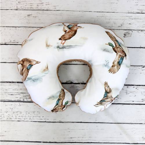 Wild Ducks Nursing Pillow Cover, Duck Lake Personalized Handmade Cotton and Minky Cover With Zipper | Nuva