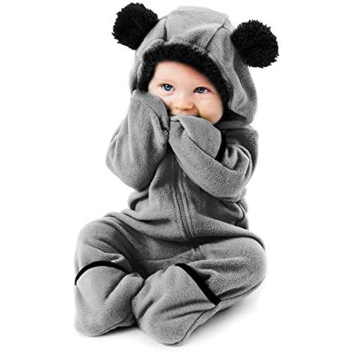 Fleece Baby Bunting Bodysuit – Infant One Piece Kids Hooded Romper Outerwear Toddler Jacket