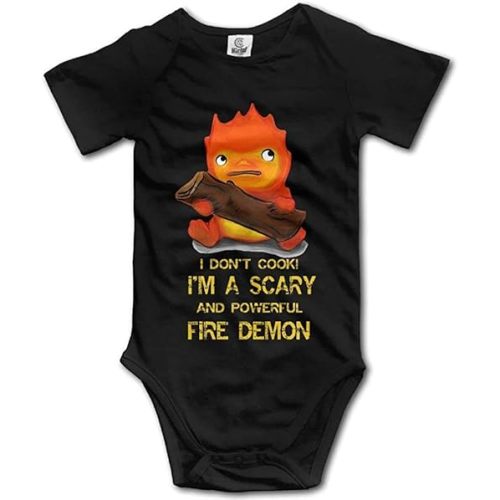 Fashion Boutique Clothing Moving Castle Calcifer Baby Jumpsuit Romper Climbing Clothes Black