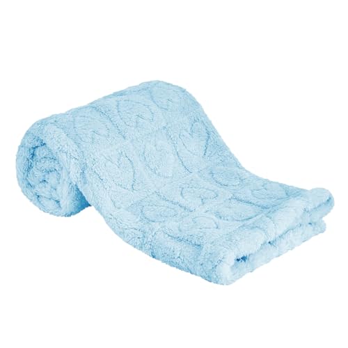 Sherpa Fleece Baby Blanket Heart Checkered Blanket, Ultra Soft Fluffy Premium Baby Blankets for Boys Girls, Cozy Infant Toddler Newborn Receiving Blankets for Crib Stroller 30”×40” (Blue)