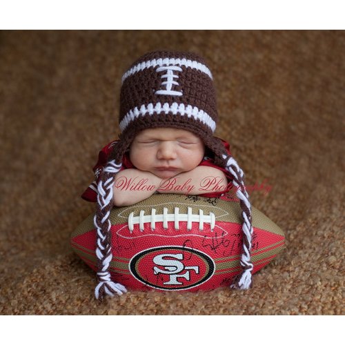 READY Baby Boy Hat - Baby Football Hat - Football Hat with Earflaps and Ties