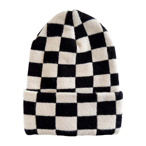 Baby's First Hat, Black/Sand Checkerboard