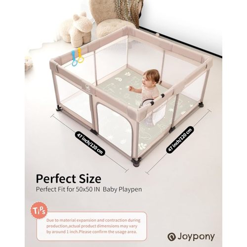 Baby Play Mat, 47 x 47 Inch Foldable Play Mats for Babies and Toddlers, Waterproof & Anti-Slip Portable Baby Floor Mat for Baby Playpen, Baby Mat for Floor with Travel Bag