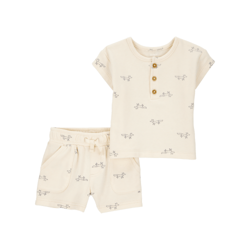 Baby 2-Piece Fox Print Tee & Short Set - Carter's | Carter's