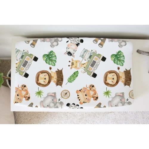 Honey Lemonade Baby Diaper Changing Pad Cover Safari Design Safari Changing Pad Cover 95% Rayon 5% Spandex Multicolor Pad Cover for Toddler & Kids - 32"x 16"