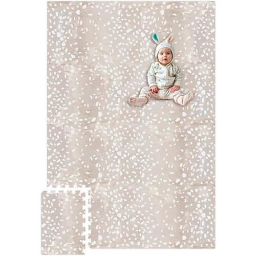 Upgraded Premium Soft Foam Baby Play Mat – Connectable to Create Larger Play Spaces, 5.5 x 3.9 ft, Easy to Clean, 0.5” Thick – Modern Terrazzo Design for Playrooms and Home Décor