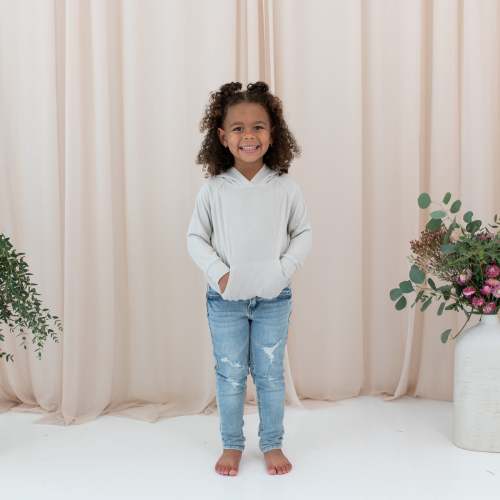Kyte Baby Ribbed Hoodie in Oat