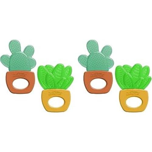 Dr. Brown's AquaCool Water-Filled Teether, Cooling Baby Teether Toy for Sore Gums, Green Cactus, BPA Free, 3m+, 4 Pack