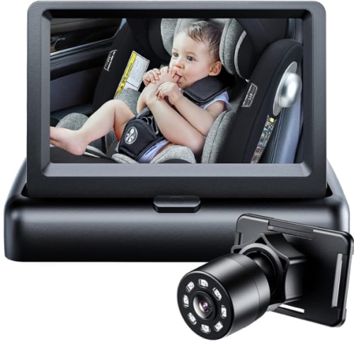Itomoro Baby Car Mirror, View Infant in Rear Facing Seat with Wide Crystal Clear View,360° Rotation Plug and Play Easy Install baby car monitor 1080p
