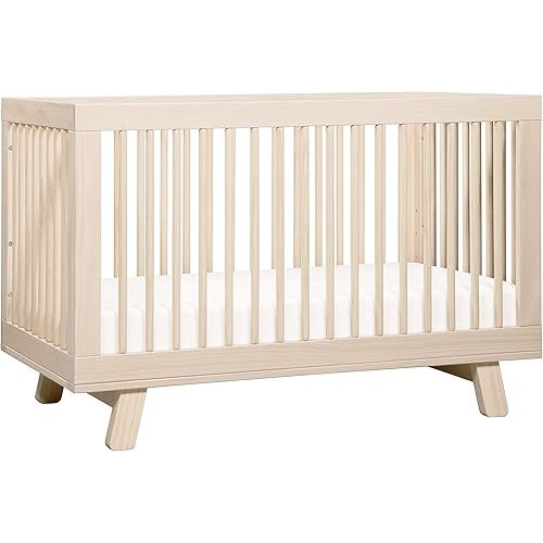 Babyletto Hudson 3-in-1 Convertible Crib with Toddler Bed Conversion Kit in Washed Natural, Greenguard Gold Certified
