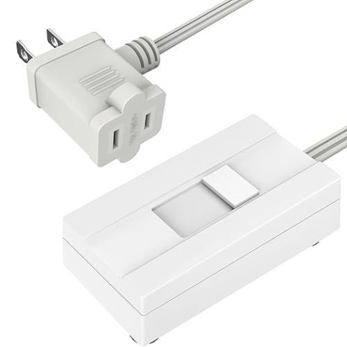 Lamp Dimmer for Table or Floor Lamps, Slide Control, Works with 360 Watt Incandescent/Halogen and 150 Watt Dimmable CFL/LED, Off at Lowest dim, 6ft Cord, TGTTDL300-W, White