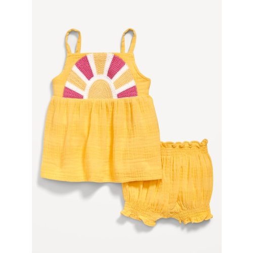 Sleeveless Double-Weave Top and Shorts Set for Baby