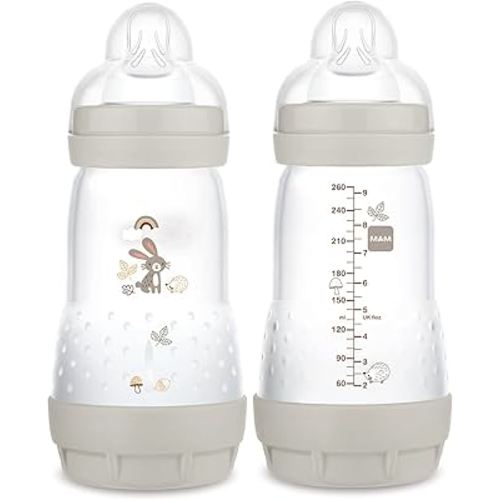MAM Easy Start Matte Anti-Colic Baby Bottles, 9 oz (2 Count), Medium Flow Nipples, Unisex Baby,2 Count (Pack of 1)