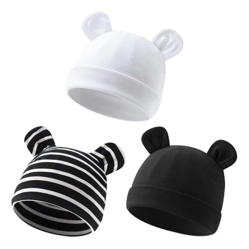 Duoyeree Baby Hat Newborn Hat Adorable Cotton Bear Ear Beanie Cap for Infant Girl Boy 0-6 Months
