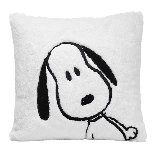 Lambs & Ivy Classic Snoopy White/Black Furry Decorative Nursery Throw Pillow