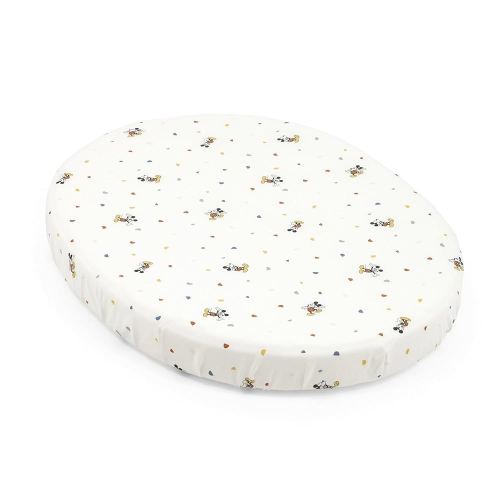 Stokke Sleepi Mini Fitted Sheet V3, Mickey Celebration - Compatible with Sleepi Mini Mattress V3-100% Fine Cotton Percale - Washable