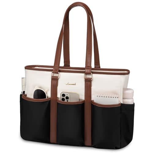 LOVEVOOK Women's Work Tote for Laptop, 17" Teacher/Nurse Utility Bag - Travel/College/Daily, Professional Large Purse Handbag With Multi Pockets