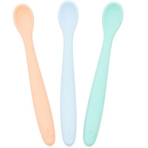 WeeSprout Silicone Baby Spoons, First Stage Infant Feeding Utensils With Soft-Tip, Set of 3