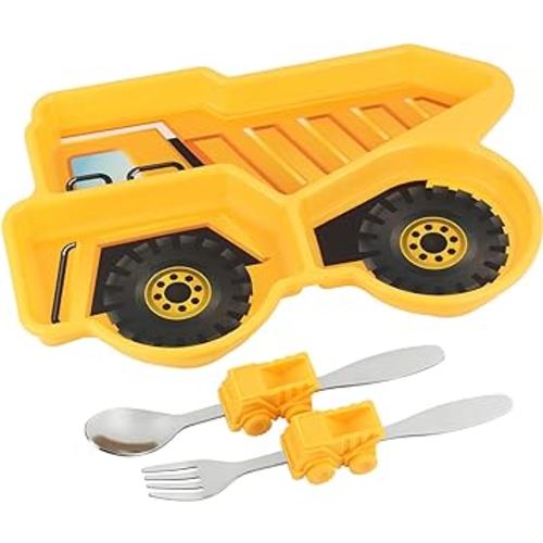 Funwares Engaging Kids' Dinnerware Set: Durable, Divided Plate, Ideal for Picky Eaters, Educational Mealtime, Easy Cleaning, Gift for Toddlers