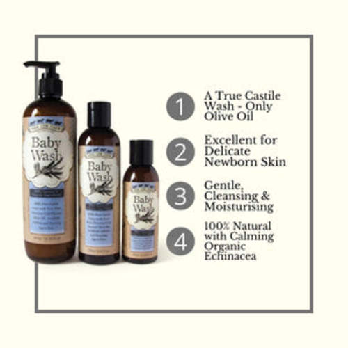 Australian Made Natural Castile Baby Wash and Shampoo 250ml | For Delicate Newborn Skin – Four Cow Farm Australia