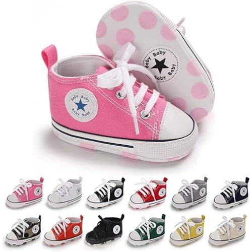 Baby GirlsHigh-top Shoes, Newborn Infant Anti-Slip Soft Sole Frist Walking Breathable Sneakers