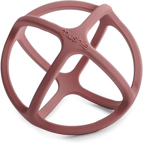 mushie Silicone Baby Teether Ball Toy (Woodchuck)