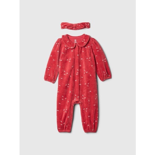Baby Velour Bow One-Piece