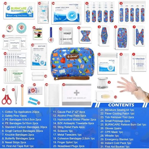 Portable Travel First Aid Kit for Kids and Adults, 143 Pieces All-Purpose Emergency First Aid Kit for Home, Car, Diaper Bag, Camping & Hiking