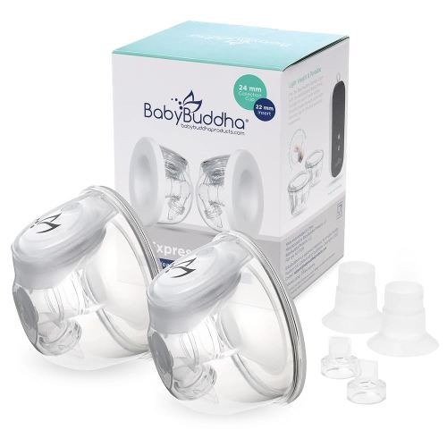 BabyBuddha Hands Free Milk Collection Cups for Breast Pump, 8 Fl Oz Each, Wearable Breastmilk Containers, Compatible with BabyBuddha Pump, Spill Resistant Design, Small Flange 22 to 24mm, 2 Pack