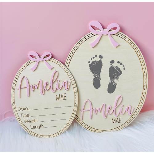 Bow Baby Announcement Sign,  Baby Announcement Sign Girl, Bow Birth Announcement Sign, Coquette Baby Sign, Bow Name sign for Nursery