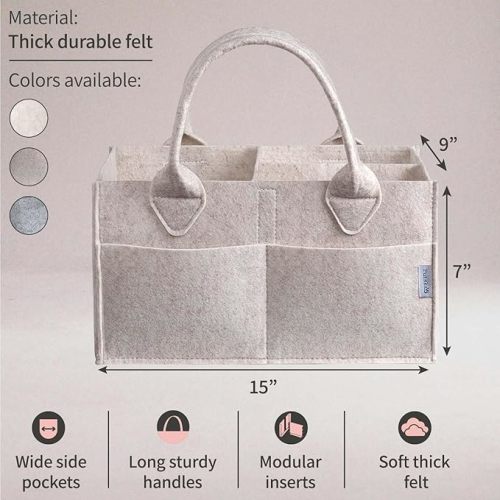PUTSKA Baby Diaper Caddy Organizer Nursery Basket - Baby Basket Gift Registry For Baby Shower List. Baby Must Haves Essentials. Neutral Baby Stuff For Newborn Boy Nursery Decor Or Girl(Mocha 15x9x7)