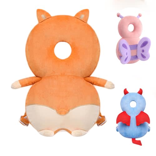 JunNeng Baby Head Protector Backpack, Toddler Walking Fall Head Protection, Orange Cogri
