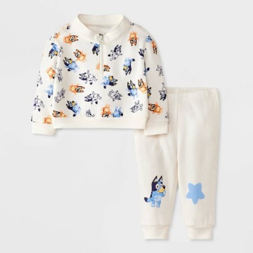 Baby Bluey Figures Top and Bottom Set - Cream, Size: 0-3M