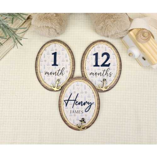 Nautical Baby Milestone Marker, Ocean Nursery Prop, Anchor Baby Shower Gift, First Year Keepsake