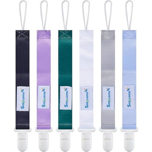 Smlpuame Pacifier Clip for Baby Boys Girl,6 Pack Stylish Binky Clips Strap,Paci Holder with Clips Universal Lightweight Fits Most Pacifiers Teeher Toy Teething Ring Soothie,Baby Gifts(Cool Color)