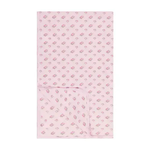 Girls Baby Blanket - Pink Vintage Ditsy Rose Print