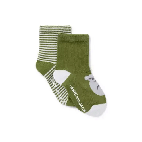 Baby Green Bean Koala And Green Bean Stripe Baby Koala And Stripe Sock 2-Pack by Janie and Jack